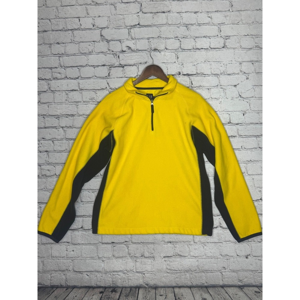 GAP Yellow‎ Black Fleece 1/4 Zip Pullover Sweatshirt Men's M M